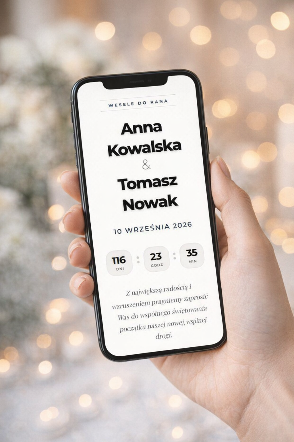 Elektroniczne Zaproszenie Ślubne na telefonie