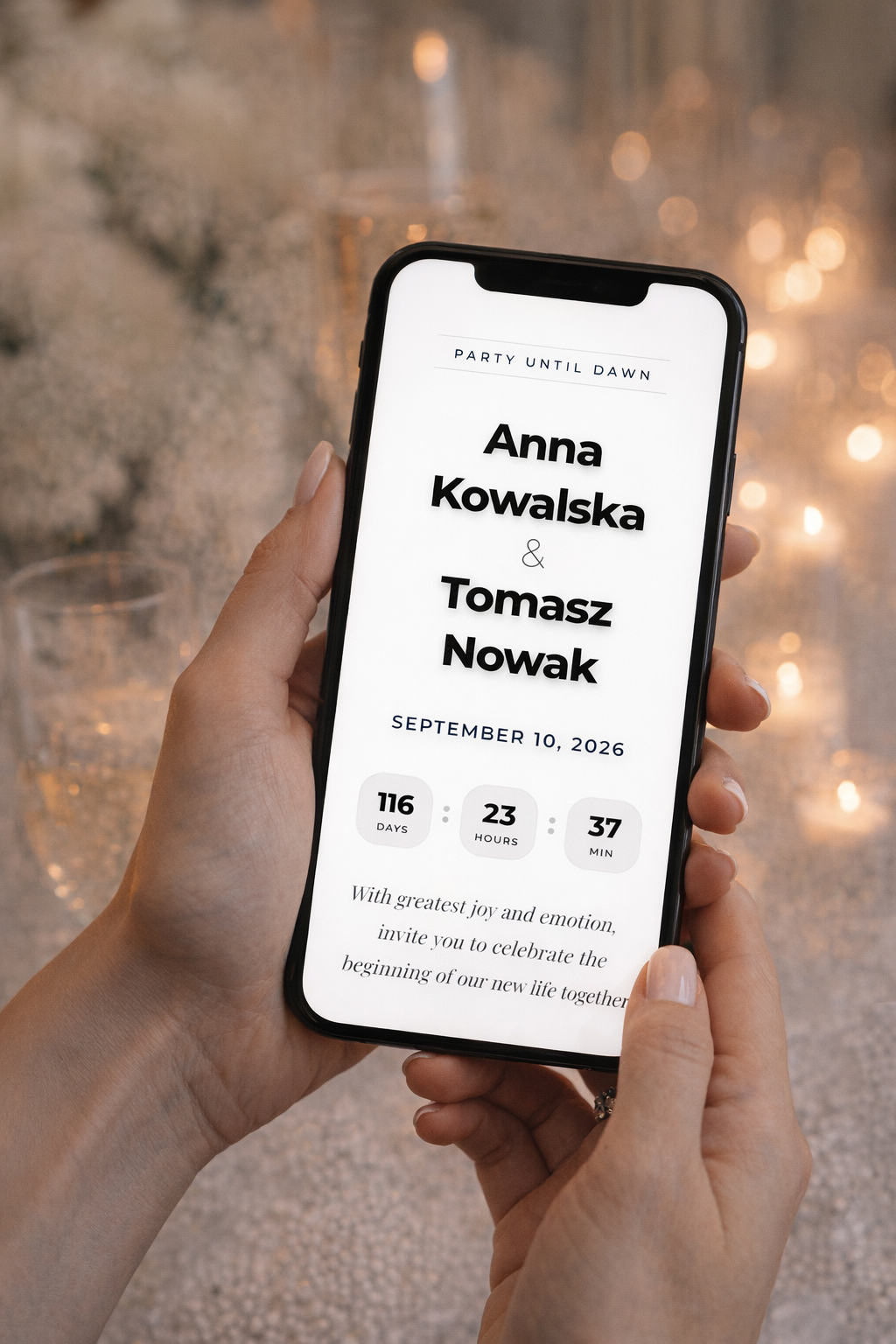 Digital Wedding Invitation on phone